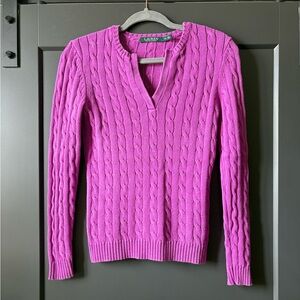 Ralph Lauren V-Neck Sweater in Vibrant Pink